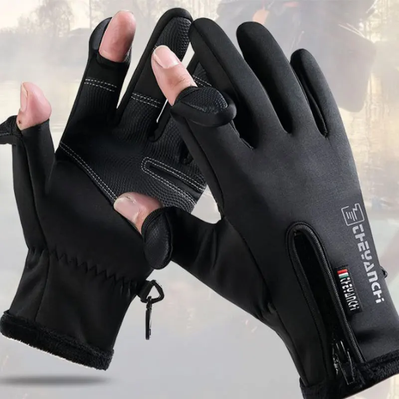 Зимние велосипедные ветрозащитные флисовые теплые перчатки для мужчин и женщин, водонепроницаемые мотоциклетные перчатки для рыбалки, лыжные перчатки для верховой езды