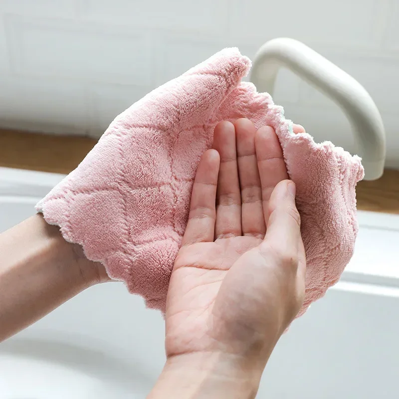 10 шт., кухонное полотенце для мытья посуды, впитывающая чистота, двусторонняя ткань для уборки дома из толстого кораллового флиса, 15x25 см