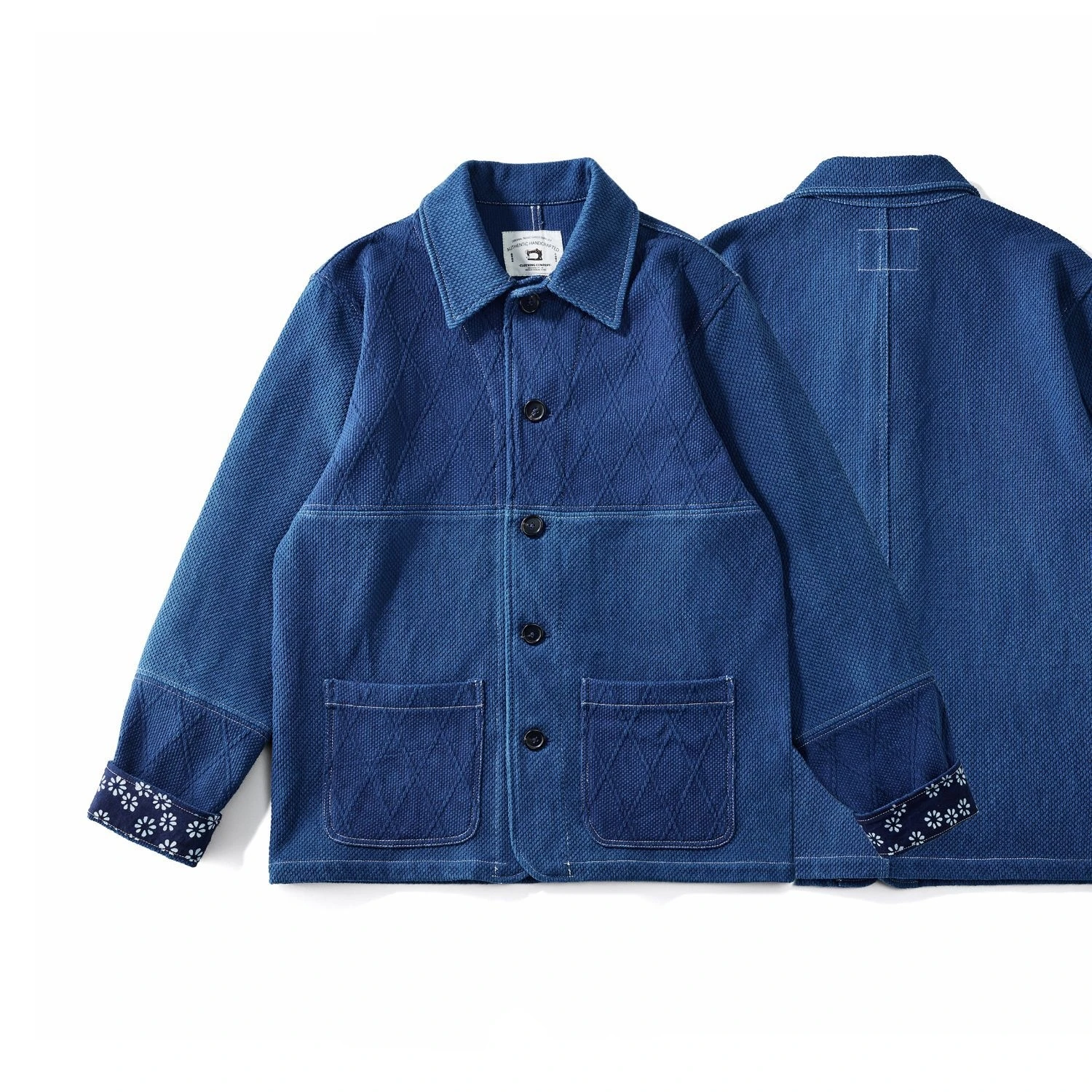 Мужская куртка Sashiko Regular Fit, классическая рабочая одежда в винтажном французском стиле
