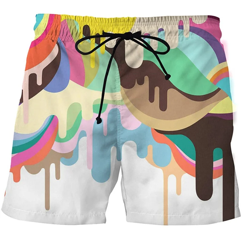 Красочные пляжные шорты с 3D-принтом и аэрозольной росписью, Мужские спортивные Короткие штаны для бега, Летние Свободные Плавки, Шорты для доски для серфинга