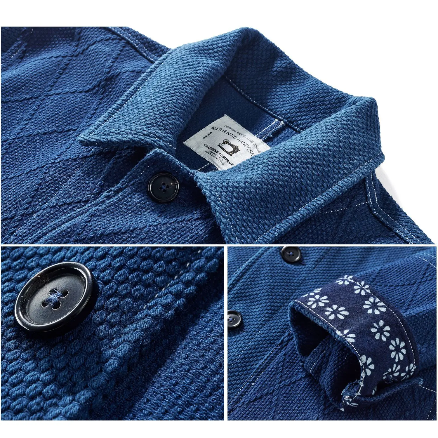 Мужская куртка Sashiko Regular Fit, классическая рабочая одежда в винтажном французском стиле