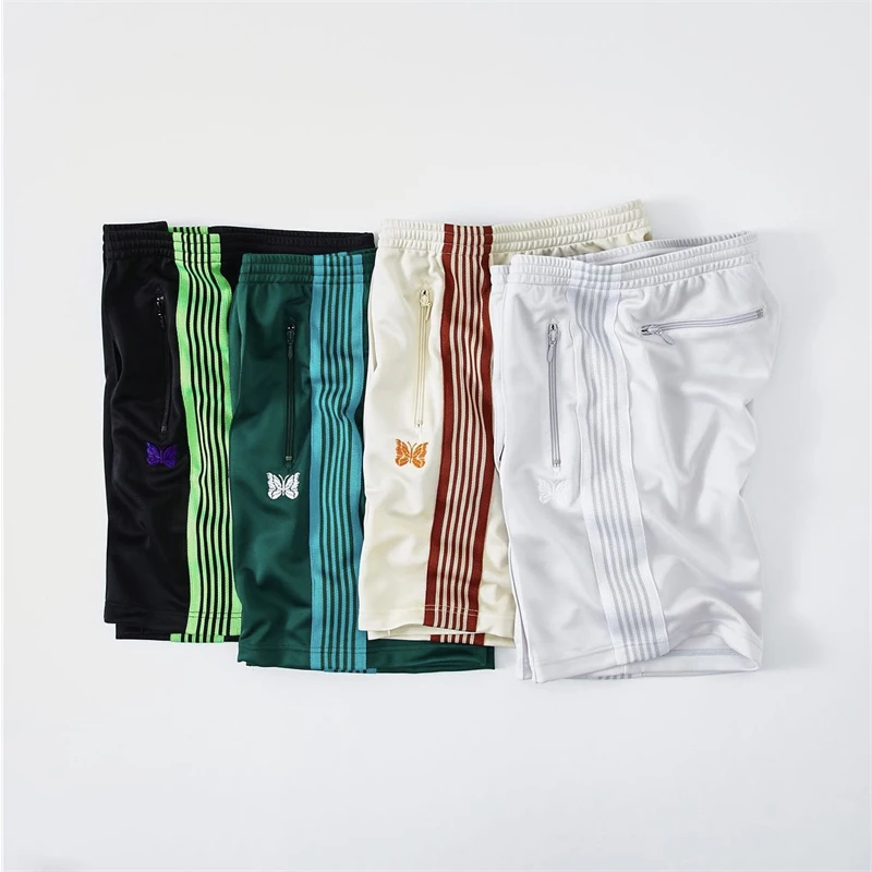 Уличные классические универсальные боковые полосы с острыми иглами, многоцветный модный карман на молнии с вышивкой бабочкой, повседневные мужские и женские шорты