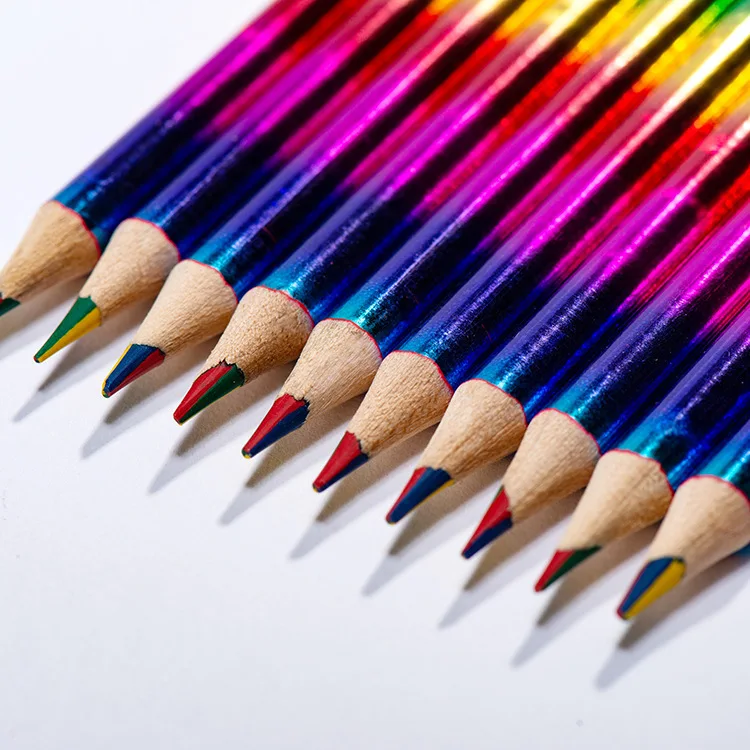 50шт Четырехцветный одноцветный карандаш Цветной Набор карандашей Радужные Карандаши для подарков для детей Живопись Каваи Инструмент для граффити Художественные принадлежности