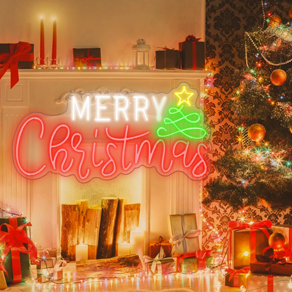Веселая Рождественская вечеринка Неоновая вывеска Рождественская светодиодная вывеска с акриловой доской Настенный Декоративный Ночник Бар Рождество для детей