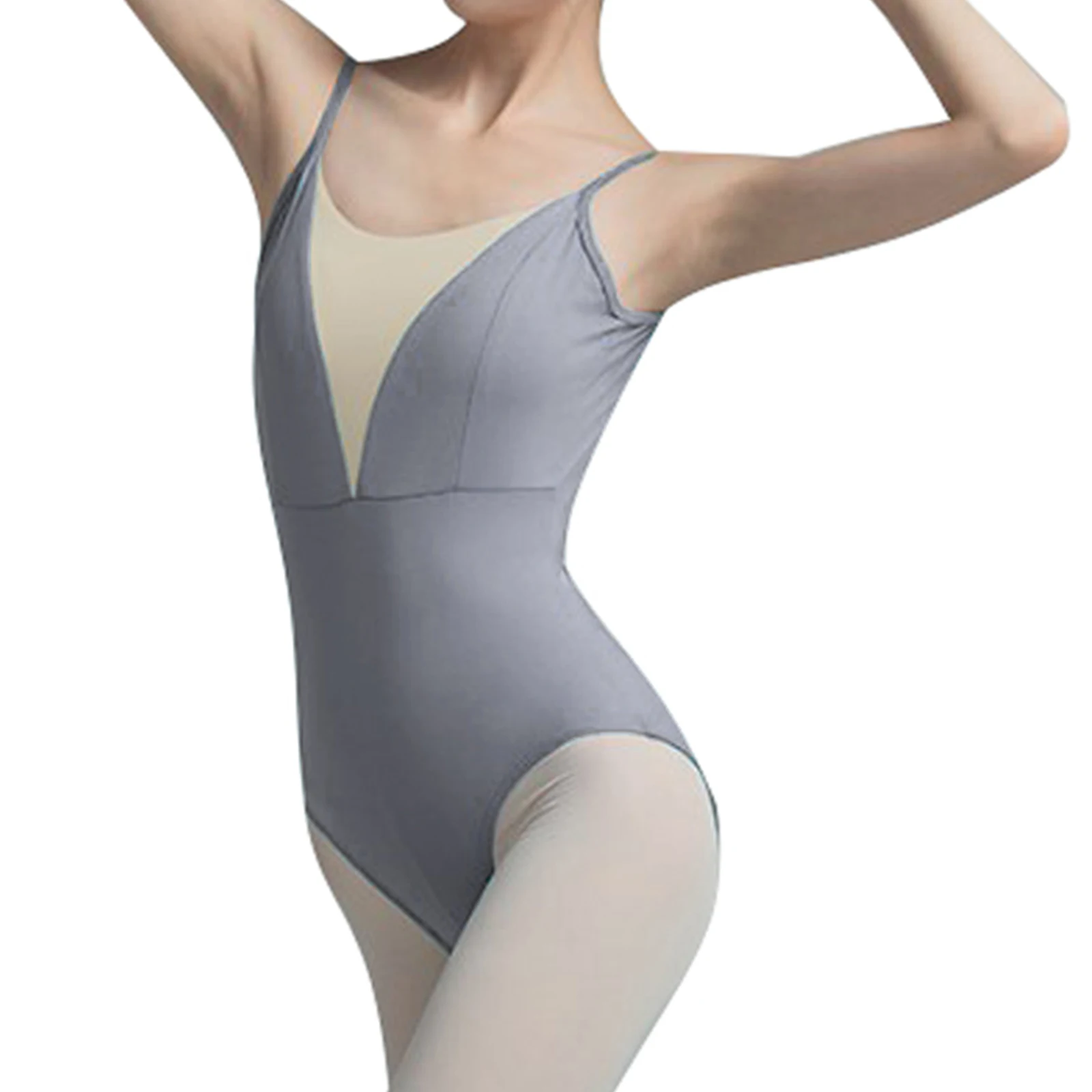 Женский тренировочный костюм для балетной гимнастики, прозрачная сетка, Лоскутное шитье, регулируемые бретельки, Трико, боди