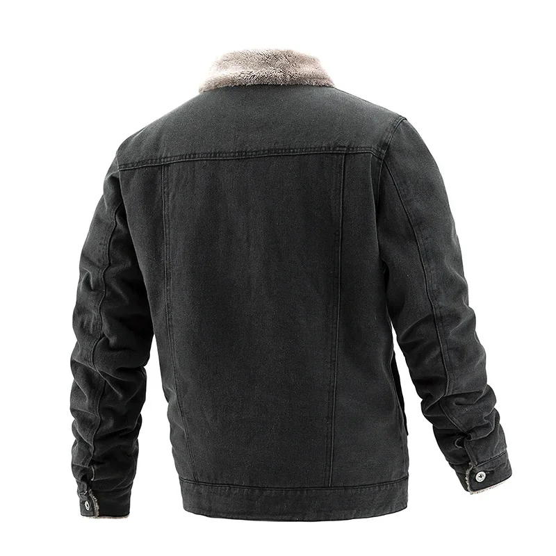 Качественная мужская зимняя куртка, джинсовая куртка, мужская хлопковая теплая куртка с бархатом, ветрозащитная мужская повседневная длинная куртка для мужчин