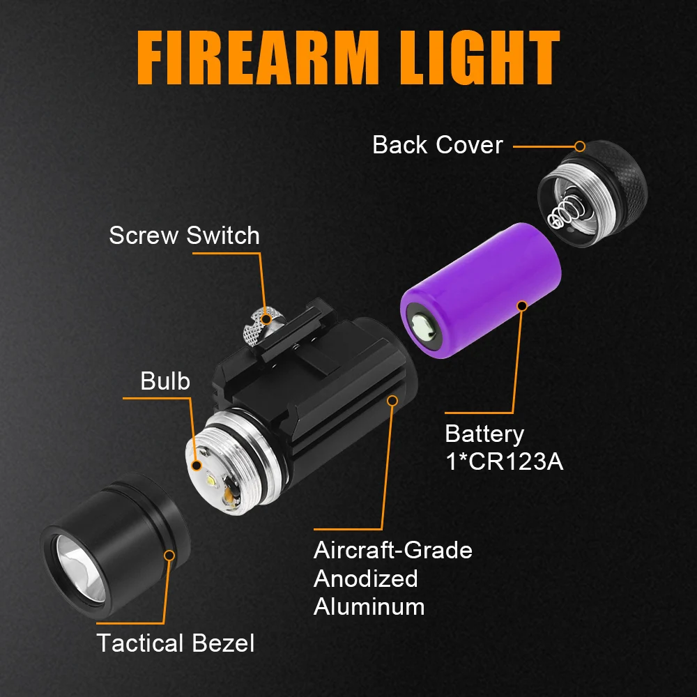 Мини-Пистолет Light Laser Combo Tactical Flashlight 320LM, Установленный на Рейке Оружейный Фонарь для Picatinny MIL-STD-1913 с Батареей CR123A