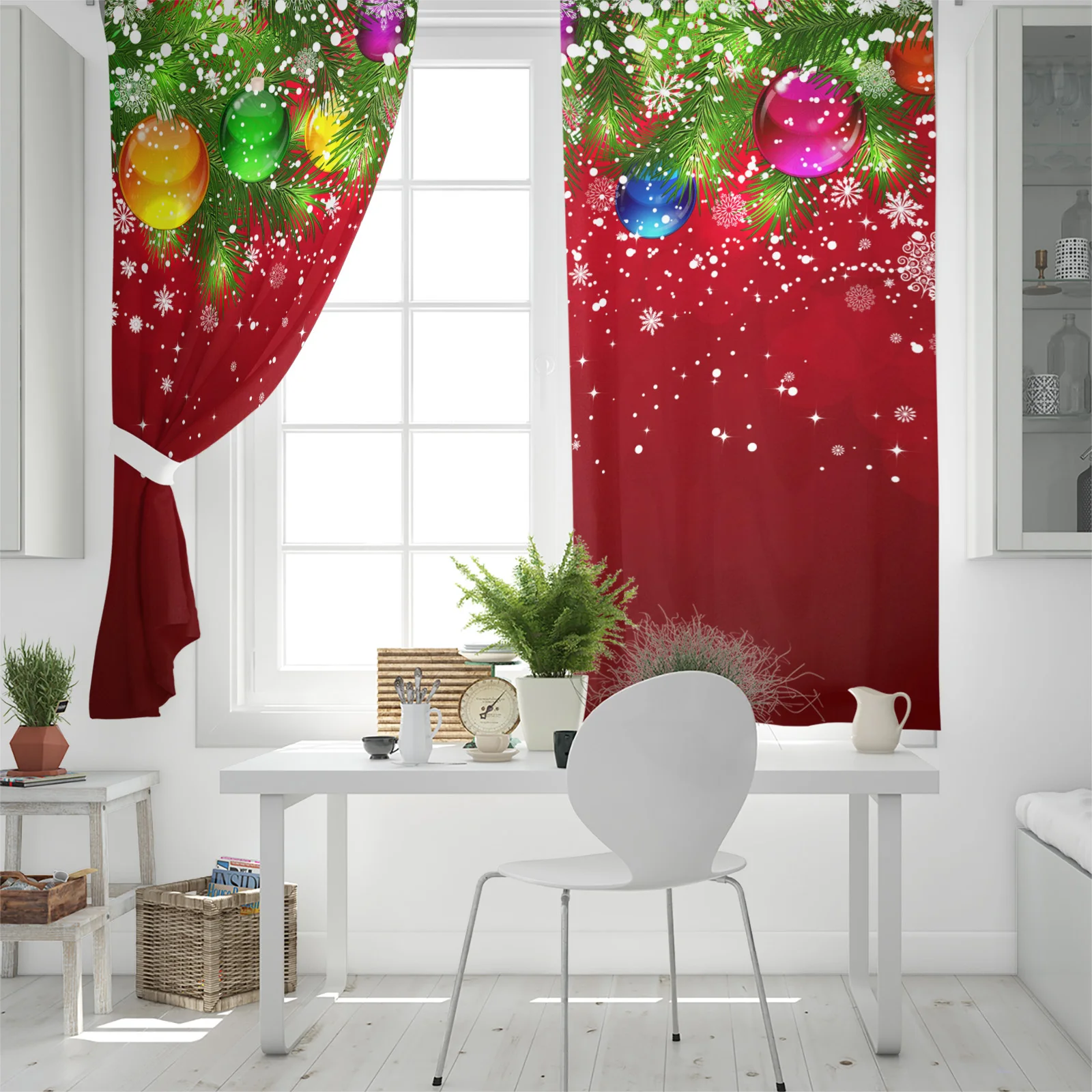 Рождественская елка, Заснеженный Красный шар, Плотные шторы для детей, Домашний декор, Спальня, гостиная, шторы с высокой затененностью на окнах.