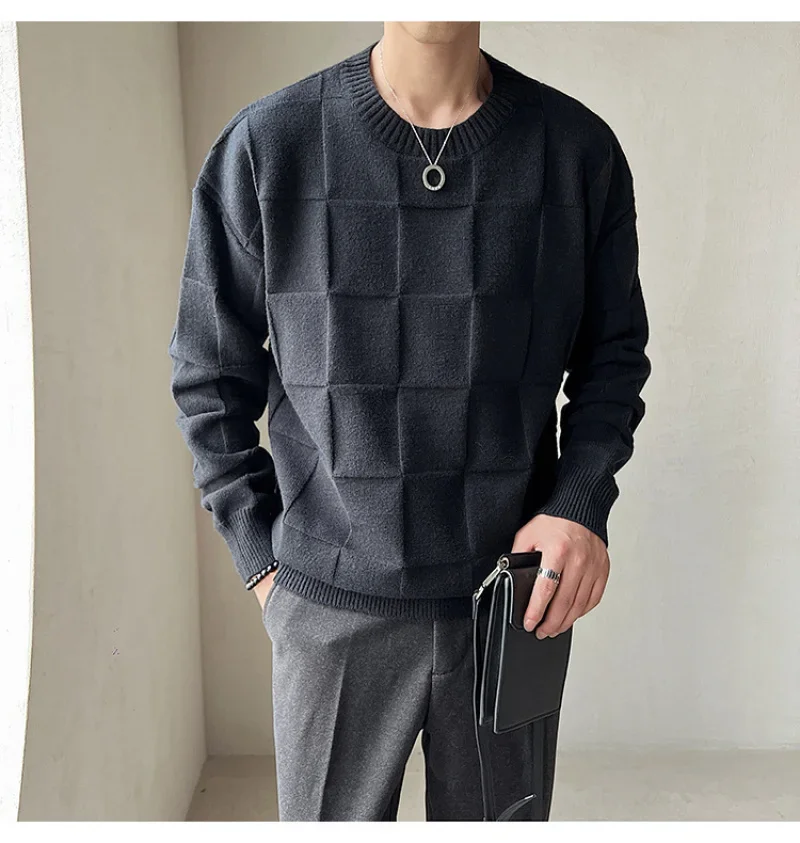 Модный тканый клетчатый вязаный свитер, одежда для светского клуба, пуловер Herren, осенне-зимний простой домашний свитер Homme для мужчин