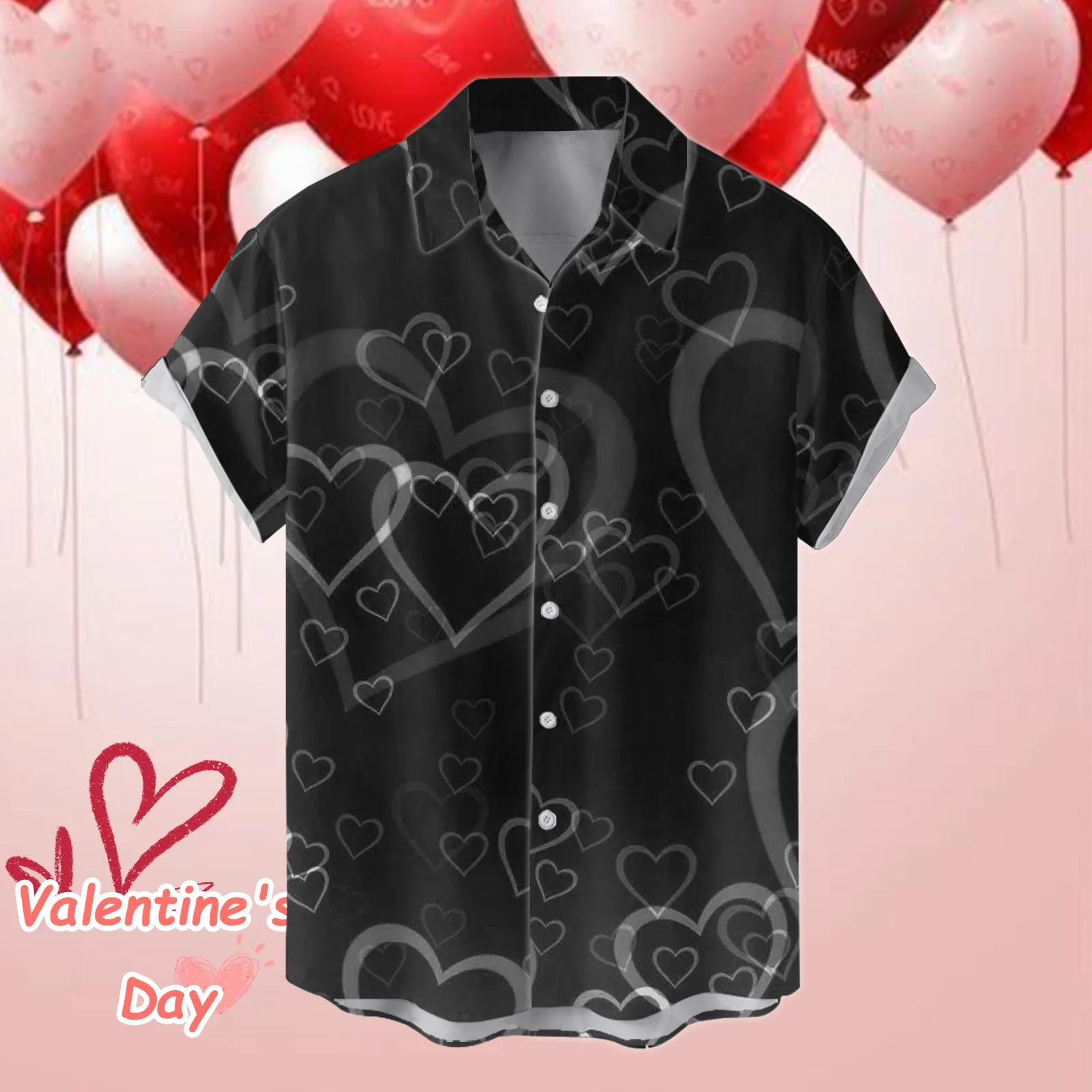 Мужская рубашка, подходящие к паре блузки, рубашки на День Святого Валентина, Повседневные рубашки для бойфренда и любовника Топы празднично-графические майки для отпуска