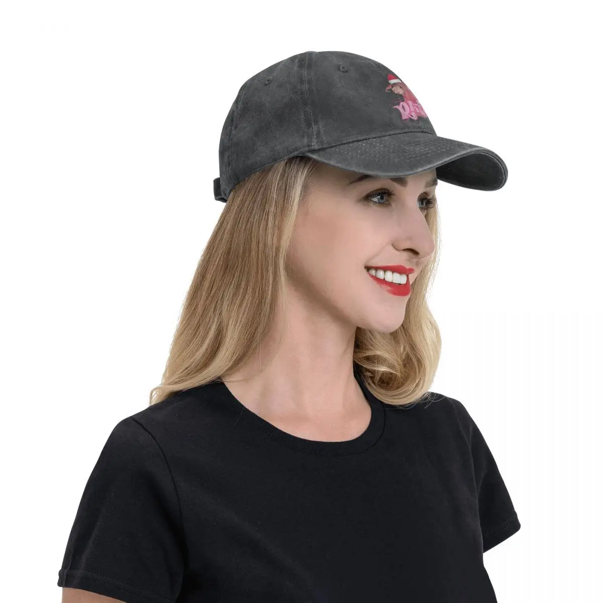 Винтажная бейсболка Ratz Pink Mouse в стиле потертой джинсовой бейсболки Snapback с мультяшными всесезонными шляпами для путешествий с регулируемой посадкой