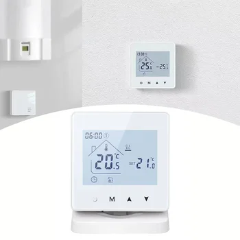 1 комплект термостата с приемником, Беспроводной термостат Smart WIFI, Настенный термостат для нагрева воды, Термостат для котла, Комплект для обустройства дома