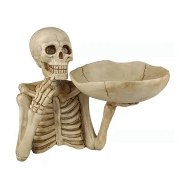 1 Шт Декор в виде черепа на Хэллоуин, блюдо для конфет, как показано, Смоляной скелет ужасов, украшение и хранение вечеринки на Хэллоуин
