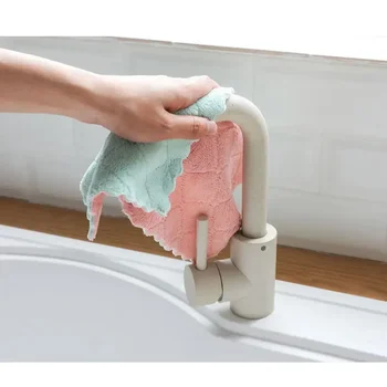 10 шт., кухонное полотенце для мытья посуды, впитывающая чистота, двусторонняя ткань для уборки дома из толстого кораллового флиса, 15x25 см