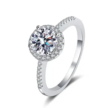 100% Стерлинговое серебро 925 пробы, 0,5 карата, кольца с муассанитом D-цвета, Бриллиантовые кольца для женщин, 14-Каратное позолоченное свадебное кольцо Вечности, изысканные ювелирные изделия