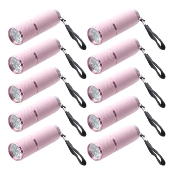 10X наружный мини-фонарик с розовым резиновым покрытием на 9 светодиодов