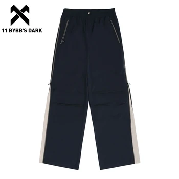 11 Длинных брюк BYBB с темными складками на молнии 2023, спортивные брюки, осень-зима, Повседневные брюки-карго для мужчин и женщин, брюки Harajuku