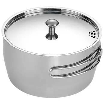 1шт 2Л Походный Горшок Посуда Для Приготовления Супа На Открытом Воздухе Посуда Для Приготовления Пикника Трехслойная Композитная Сталь Походные Кухонные Принадлежности