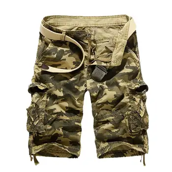 2023 Летние камуфляжные свободные шорты-карго Мужские военные камуфляжные короткие брюки Homme Cargo Shorts Размер США