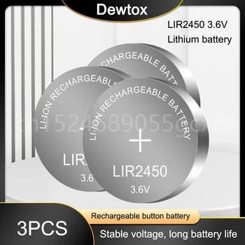 3 шт./лот 3,6 В LIR2450 Аккумуляторные батареи 120 мАч 500-кратная замена литиевой батарейки для монет CR2450 Высокое качество, Новый