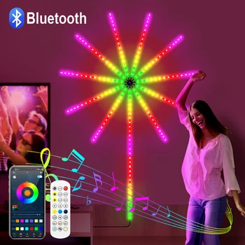 5V USB Smart Firework, светодиодная лента, меняющая цвет, синхронизация музыки по Bluetooth, приложение/ пульт дистанционного управления для декора рождественской вечеринки