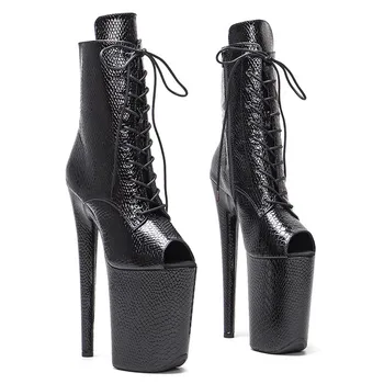 Auman Ale/ новинка, 23 см/ 9 дюймов, Черный верх из искусственной кожи, Пикантные экзотические женские ботинки на платформе и высоком каблуке для вечеринок, обувь для танцев на шесте 063