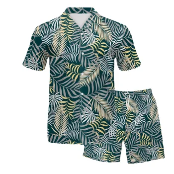 B267-1008 Крутая рубашка с принтом, пляжные брюки из внутренней сетки, мужская одежда, костюм, новая мода