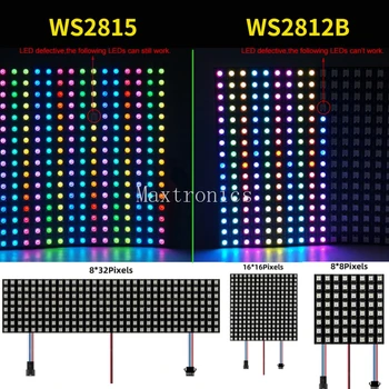 DC5 /12V WS2815 WS2812B Матричная Панель Экран Цифровой Гибкий Светодиодный Пиксельный Программируемый Индивидуально Адресуемый Полноцветный Дисплей
