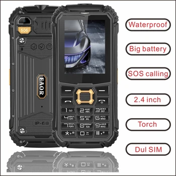 EAOR 2G Прочный Телефон SOS IP68 Водонепроницаемая Клавиатура Телефона С двумя SIM-картами 2000 мАч Большая батарея Функция GSM Телефон боковой ключ Фонарик