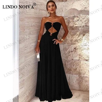 LINDO NOIVA 2023 Новое Черное вечернее платье трапециевидной формы, вечерние платья Макси, открытые Длинные платья для выпускного вечера для особых случаев
