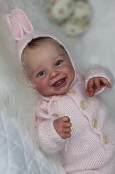 NPK 19-дюймовая новорожденная кукла с мягким телом Reborn Harper Реалистичная кукла с мягким телом ручной работы с краской Genesis
