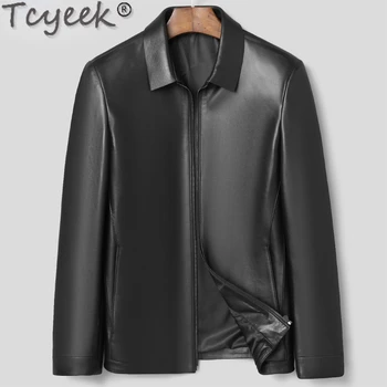Tcyeek Модная мужская куртка из натуральной кожи, весна-осень, деловая повседневная дубленка, мужская одежда, Новые тонкие кожаные куртки LM