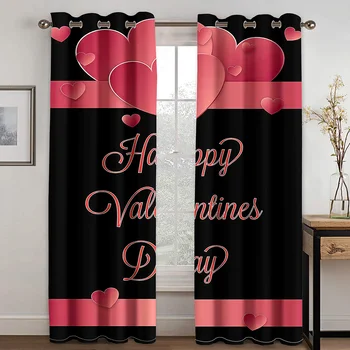 Бесплатная Доставка Черный Розовый С Днем Святого Валентина Оконные шторы Жалюзи для гостиной Спальни Кухонной двери Домашнего декора 2 шт.
