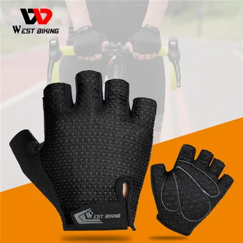 Велосипедные перчатки WEST BIKING, Нескользящие, ударопрочные, спортивные Перчатки на полпальца, Летние, защищающие от пота, походные, MTB, Мотоциклетные, велосипедные перчатки