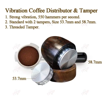 Вибрационный трамбовщик для кофе ITOP VTD 550 вибраций в секунду с электрическим трамбовочным устройством диаметром 2 молотка 53,7 и 58,7 мм