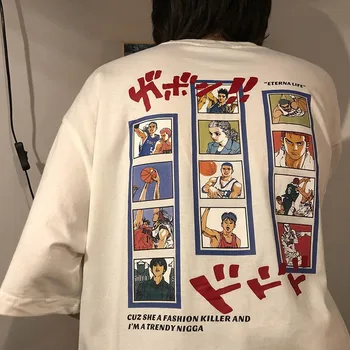 Высококачественная хлопковая футболка для мужчин, забавные футболки с изображением манги и аниме, одежда в стиле хип-хоп, аниме Каваи, летняя свободная повседневная уличная одежда