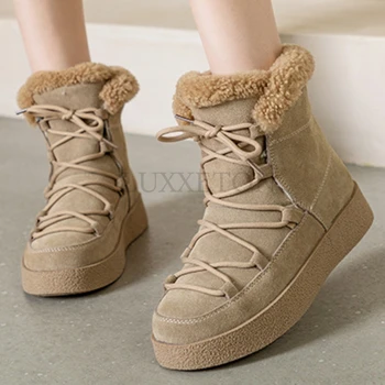 Высококачественные зимние ботинки, женские уличные теплые короткие ботинки, нескользящая удобная женская обувь ручной работы