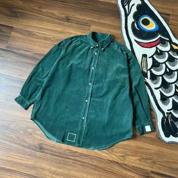 Выстиранная в Японии старая весенне-осенняя вельветовая рубашка с длинными рукавами, куртка, мужская рубашка, уличная одежда, модное пальто в стиле харадзюку