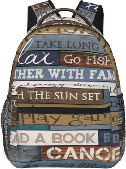 Деревянные Чародейки Lake Rules Стильный повседневный рюкзак Кошелек Рюкзаки для ноутбука Карманы Компьютерный рюкзак для работы деловых поездок