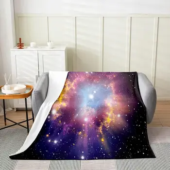Детское всесезонное одеяло Galaxy, космическое фланелевое флисовое покрывало, пушистое одеяло для детей, мальчиков и девочек, с 3D-принтом