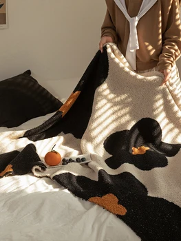 Дизайнерское бархатное вязаное одеяло с полукруглым краем подсолнуха, покрывало для дивана, офисное одеяло для сна, осенне-зимнее теплое домашнее одеяло для путешествий на самолете