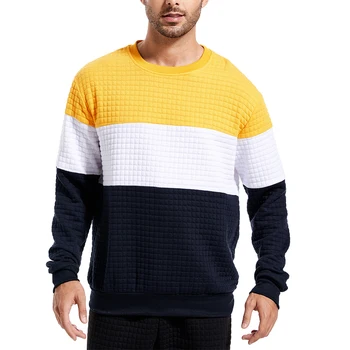 Доступный Новый Модный топ, Мужская толстовка, Повседневный пуловер из полиэстера контрастного цвета на каждый день с длинным рукавом