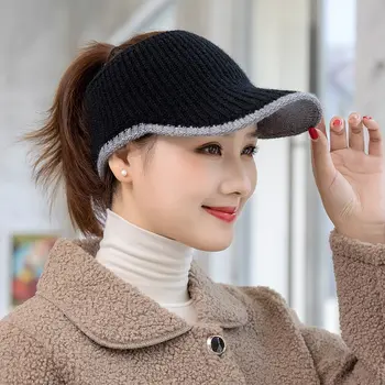 Женские осенне-зимние спортивные кепки Женская вязаная теплая бейсболка для гольфа для бега от солнца