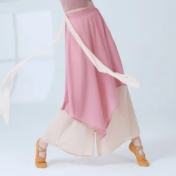 Женский классический танцевальный костюм, Широкие свободные брюки, Тренировочная Шифоновая танцевальная одежда, Высококачественные Мягкие Современные танцевальные брюки