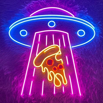 Изготовленная на заказ светодиодная вывеска UFO для пиццы, ресторан, кухня, декор домашней комнаты, настенные вывески, украшение пиццерии, Неоновые огни, подарок на День рождения