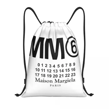 Изготовленные на заказ сумки-рюкзаки с арабскими буквами Mm6 на шнурке для мужчин и женщин, легкие сумки-рюкзаки Margielas для занятий спортом в тренажерном зале, сумки для йоги