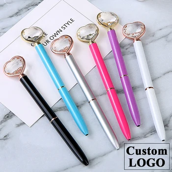 Изготовленный на заказ Логотип LogoFree Металлическая Ручка Love Diamond Pen Рекламная Подарочная ручка для отеля Шариковая Ручка Crystal Pen Роскошная Ручка-роллер