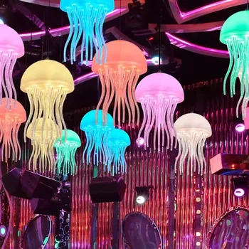 Изменяющий цвет RGB Светильник-гирлянда в виде медузы, подвесной светильник-гирлянда в виде медузы, Садовые сферические фонари для декора веранды и патио