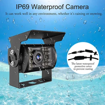 Камера резервного копирования 1080P HD, водонепроницаемая IP69, широкоугольная камера заднего вида заднего вида для мониторинга грузовика с прицепом-пикапом