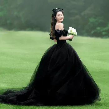 Классические черные свадебные платья Для женщин, сексуальное свадебное платье без бретелек с небольшим шлейфом, простое элегантное платье без рукавов Robe De Marie